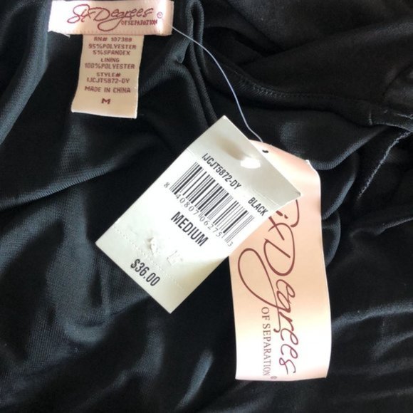 Six Degrees of Separation Black Top Blouse Pleated front Sz.M - Picture 7 of 8